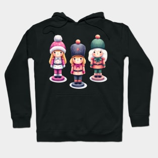 Pastel Christmas Nutcracker Dolls Girly Nutcrackers Hoodie